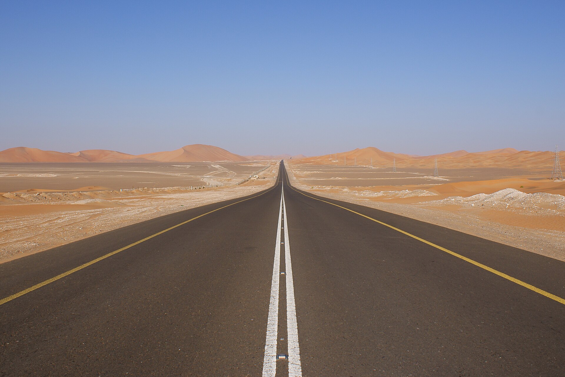 E11 highway stretching through UAE desert landscape